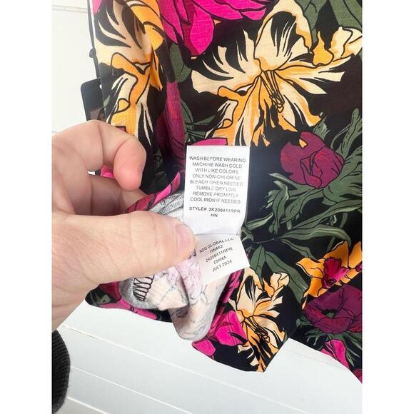 RACHEL Rachel Roy Floral Print Short Sleeve Top Size M Puff Sleeve - Picture 9 of 11